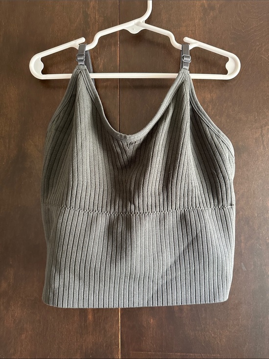 Tops - Women's Gray Ribbed Cropped Camisole Tank